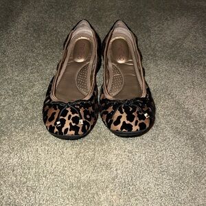 Me Too Animal Print Flats with Black Bow